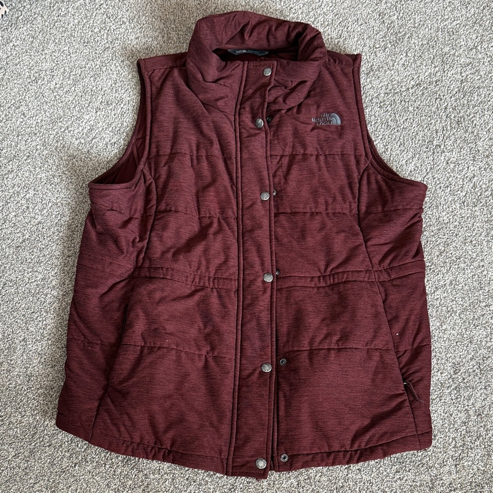 The North Face Maroon Quilted Puffer Vest